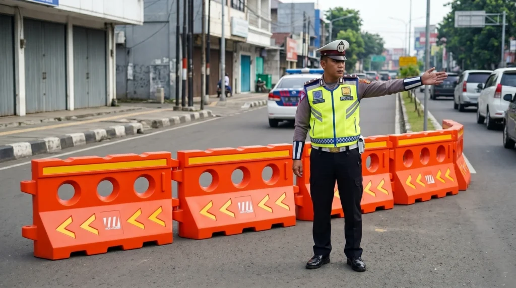 fungsi road barrier untuk keamanan saat demo