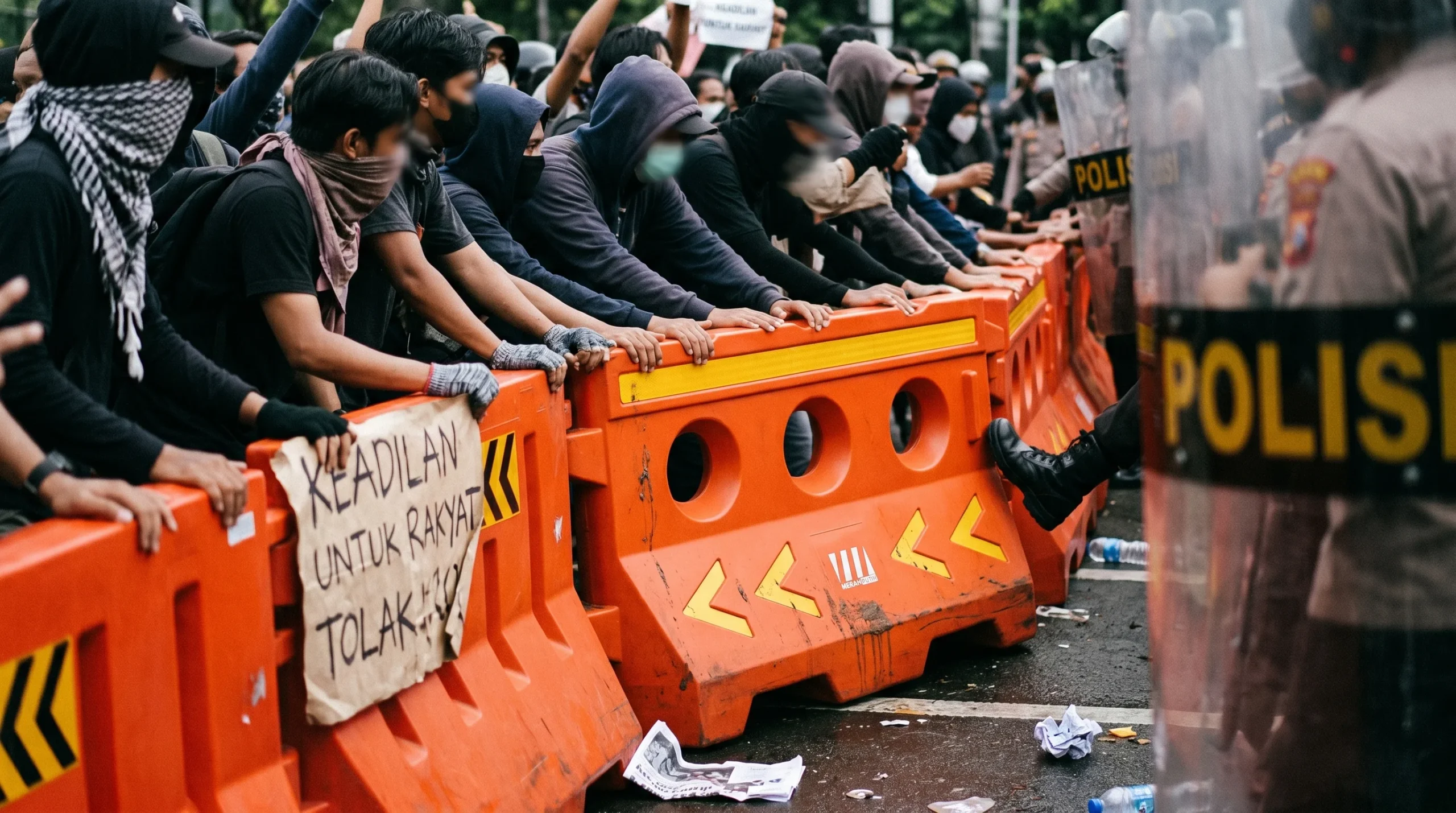 fungsi road barrier untuk keamanan saat demo