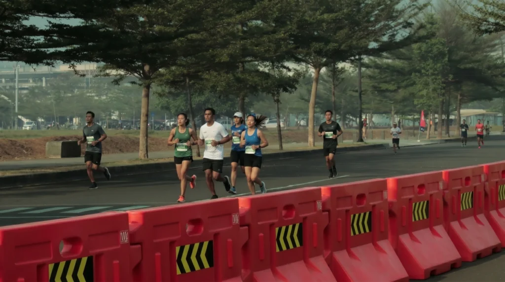 manajemen keamanan event lari water road barrier
