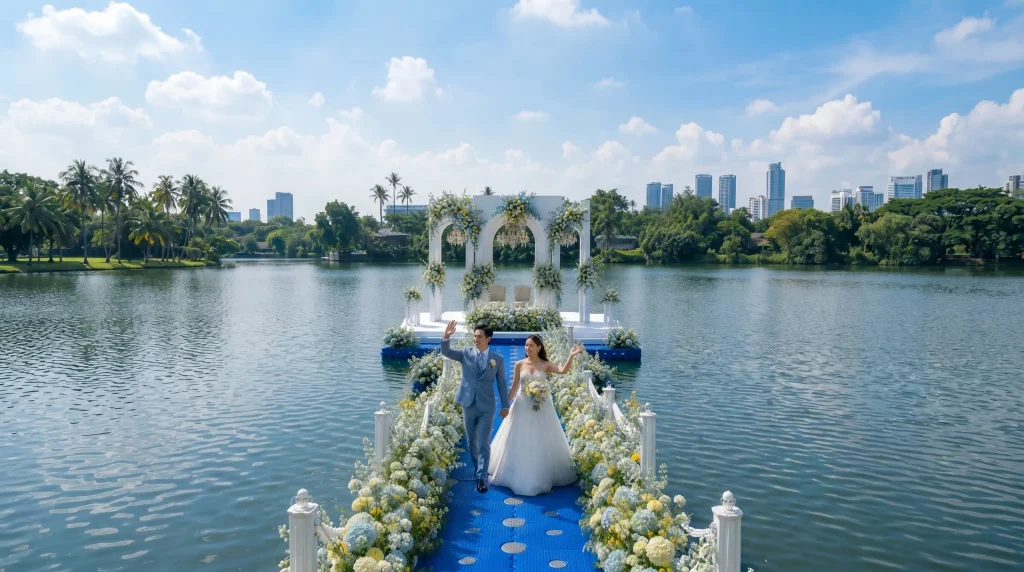 tren pernikahan platform apung wedding di atas air