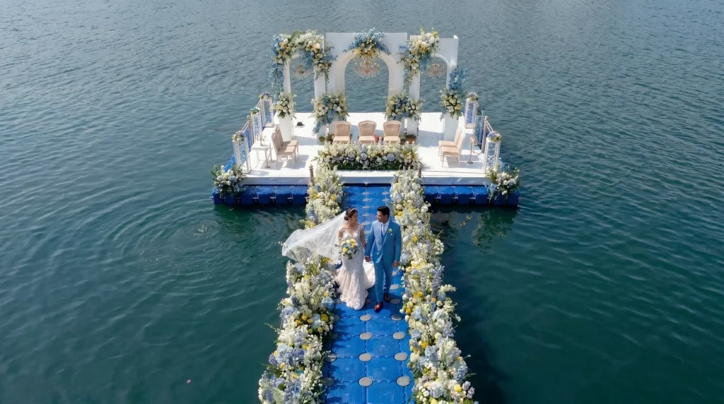 tren pernikahan platform apung wedding di atas air